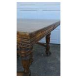 Antique Oak Dining Table Claw Foot Carved Legs Beveled Edge Extension Leaves Early American