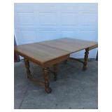 Antique Oak Dining Table Claw Foot Carved Legs Beveled Edge Extension Leaves Early American