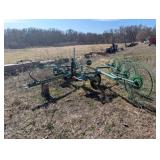 John Deere 702 Wheel Hay Rake - Green Farm Implement Made in Italy