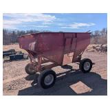 Red Farm Gravity Wagon with Tongue Hitch - 4-Wheel Steel Grain Cart