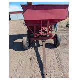 Red Farm Gravity Wagon with Tongue Hitch - 4-Wheel Steel Grain Cart