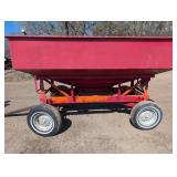 Red Farm Gravity Wagon with Tongue Hitch - 4-Wheel Steel Grain Cart