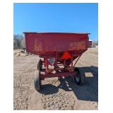 Red Farm Gravity Wagon with Tongue Hitch - 4-Wheel Steel Grain Cart