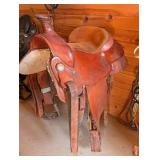Wheatland Western Saddle - Hand-Tooled Leather, Silver Conchos, Fenders