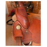 Wheatland Western Saddle - Hand-Tooled Leather, Silver Conchos, Fenders
