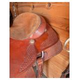 Wheatland Western Saddle - Hand-Tooled Leather, Silver Conchos, Fenders