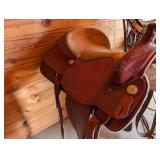 Wheatland Western Saddle - Hand-Tooled Leather, Silver Conchos, Fenders
