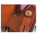 Wheatland Western Saddle - Hand-Tooled Leather, Silver Conchos, Fenders