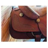 Wheatland Western Saddle - Hand-Tooled Leather, Silver Conchos, Fenders
