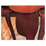 Wheatland Western Saddle - Hand-Tooled Leather, Silver Conchos, Fenders