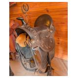 Henry Miller Saddlery Double-C Western Saddle - Hand-Tooled Floral Border