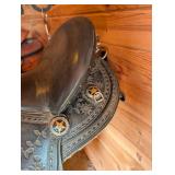 Henry Miller Saddlery Double-C Western Saddle - Hand-Tooled Floral Border