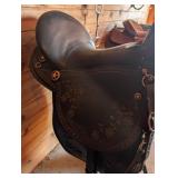 Henry Miller Saddlery Double-C Western Saddle - Hand-Tooled Floral Border