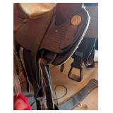 Western Saddle - 16-Inch Seat, Basketweave Leather, Roughout Seat