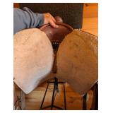 Western Saddle - 16-Inch Seat, Basketweave Leather, Roughout Seat