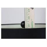 Table Lamp - Black Fabric Drum Shade, Modern Angular Metal Base