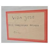 Excellent Signed Mid Century Oil on Canvas Painting "Sardinian Women" by Vida Juse