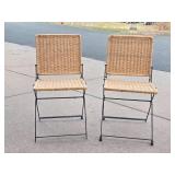 Quality Vintage Mid Century Folding Steel Cane Chairs
