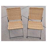 Quality Vintage Mid Century Folding Steel Cane Chairs