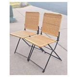 Quality Vintage Mid Century Folding Steel Cane Chairs