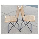 Quality Vintage Mid Century Folding Steel Cane Chairs