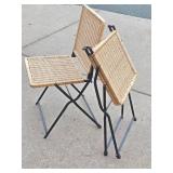 Quality Vintage Mid Century Folding Steel Cane Chairs