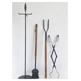Excellent Quality LARGE Vintage Fireplace Tool Set