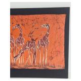 Large Vintage Genuine Batik Painting w/ Giraffes