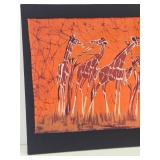 Large Vintage Genuine Batik Painting w/ Giraffes