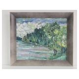 Very Nice Mid Century Original Oil Painting of Sugar Lake, MN - Signed McMillen