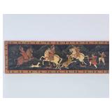 Excellent Original Antique Tiger Hunt Painting on Carved Wood Panel