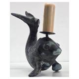 Large Vintage Bronze Fish Candle Stand