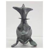 Large Vintage Bronze Fish Candle Stand