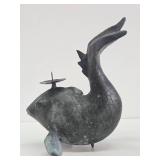 Large Vintage Bronze Fish Candle Stand