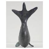 Large Vintage Bronze Fish Candle Stand