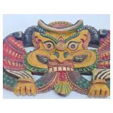 Vintage Hand Carved & Painted Wood Garuda Carving