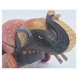 Vintage Carved & Painted Wood Elephant Pull Toy