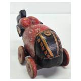Vintage Carved & Painted Wood Elephant Pull Toy
