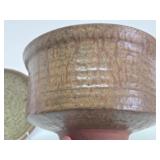 Excellent Mid Century Signed Studio Art Pottery footed Bowl w/Lid