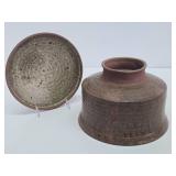 Excellent Mid Century Signed Studio Art Pottery footed Bowl w/Lid