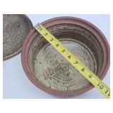 Excellent Mid Century Signed Studio Art Pottery footed Bowl w/Lid