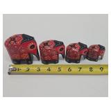 Set of Small Vintage Carved Wood & Painted Elephants
