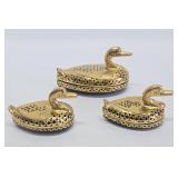 Fine Vintage Japanese Gilt Black Lacquered Wood Duck Boxes