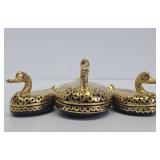 Fine Vintage Japanese Gilt Black Lacquered Wood Duck Boxes