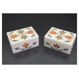 Very Nice Vintage Inlaid Marble Trinket Boxes