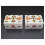 Very Nice Vintage Inlaid Marble Trinket Boxes