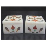 Very Nice Vintage Inlaid Marble Trinket Boxes