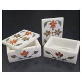 Very Nice Vintage Inlaid Marble Trinket Boxes