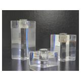 3 Vintage Mid Century Lucite Candle Stands