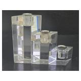 3 Vintage Mid Century Lucite Candle Stands